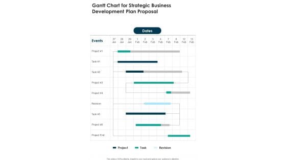 Gantt Chart For Strategic Business Development Plan Proposal One Pager Sample Example Document Gantt Chart For Strategic Business Development Plan Proposal One Pager Sample Example Document