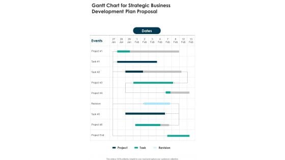 Gantt Chart For Strategic Business Development Plan Proposal One Pager Sample Example Document