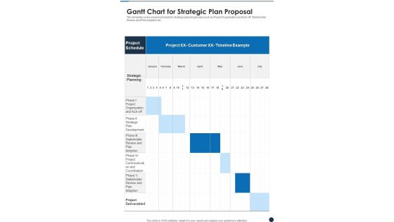 Gantt Chart For Strategic Plan Proposal One Pager Sample Example Document