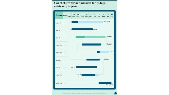 Gantt Chart For Submission For Federal Contract One Pager Sample Example Document