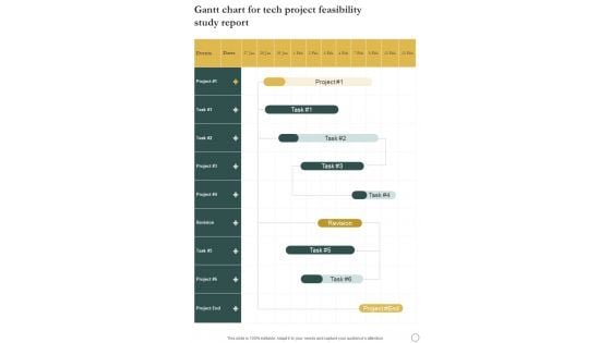 Gantt Chart For Tech Project Feasibility Study Report One Pager Sample Example Document