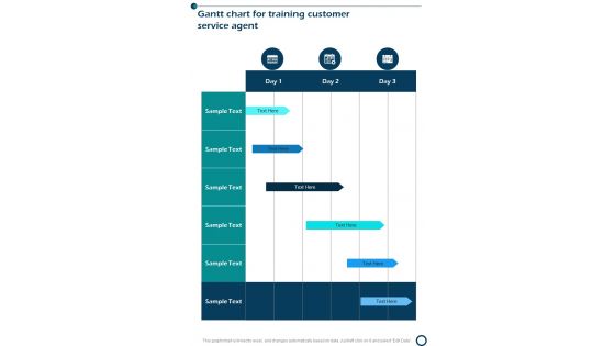 Gantt Chart For Training Customer Service Agent One Pager Sample Example Document