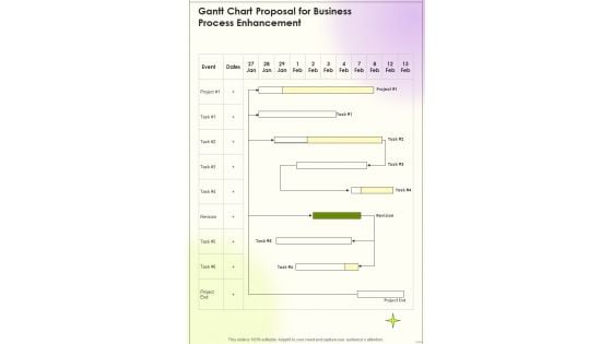 Gantt Chart Proposal For Business Process Enhancement One Pager Sample Example Document