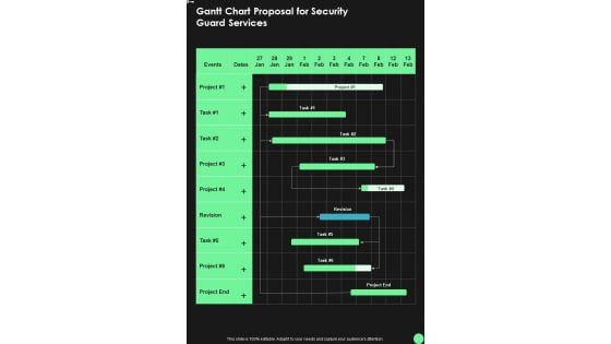 Gantt Chart Proposal For Security Guard Services One Pager Sample Example Document