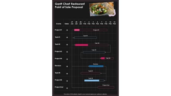 Gantt Chart Restaurant Point Of Sale Proposal One Pager Sample Example Document