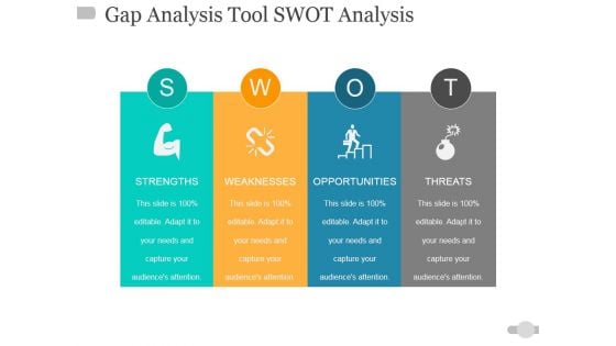 Gap Analysis Tool Swot Analysis Ppt PowerPoint Presentation Outline Graphics Template