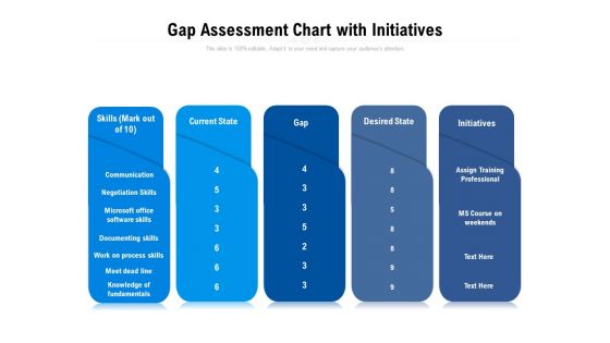 Gap Assessment Chart With Initiatives Ppt PowerPoint Presentation Layouts Graphics PDF