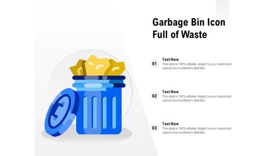 Garbage Bin Icon Full Of Waste Ppt PowerPoint Presentation File Layouts PDF