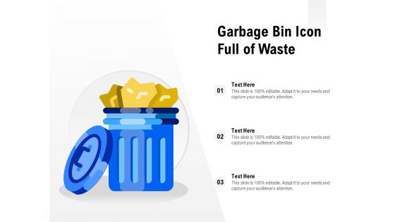 Garbage Bin Icon Full Of Waste Ppt PowerPoint Presentation File Layouts PDF