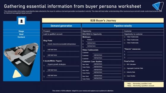 Gathering Essential Information From Buyer Persona Worksheet Microsoft PDF