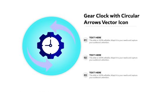 Gear Clock With Circular Arrows Vector Icon Ppt PowerPoint Presentation Pictures Background Designs PDF