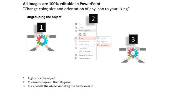 Gear In Hands With Money Icons Powerpoint Templates