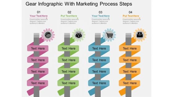 Gear Infographic With Marketing Process Steps Powerpoint Template