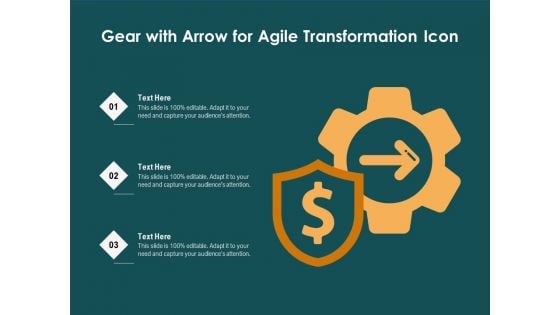 Gear With Arrow For Agile Transformation Icon Ppt PowerPoint Presentation Show Portfolio PDF