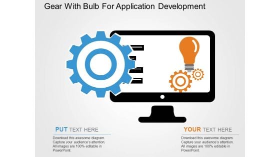 Gear With Bulb For Application Development Powerpoint Templates