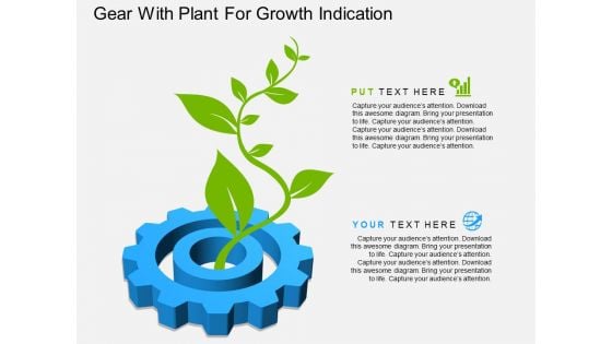 Gear With Plant For Growth Indication Powerpoint Template