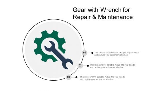 Gear With Wrench For Repair And Maintenance Ppt Powerpoint Presentation File Skills