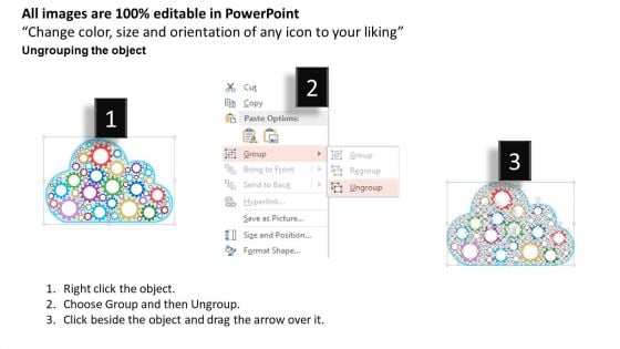 Gears And Icons In Cloud Diagram PowerPoint Template