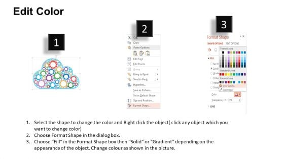 Gears And Icons In Cloud Diagram PowerPoint Template