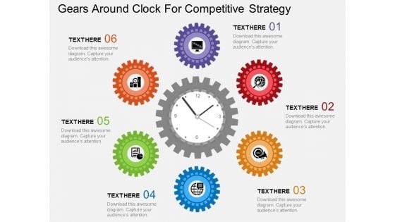 Gears Around Clock For Competitive Strategy Powerpoint Template