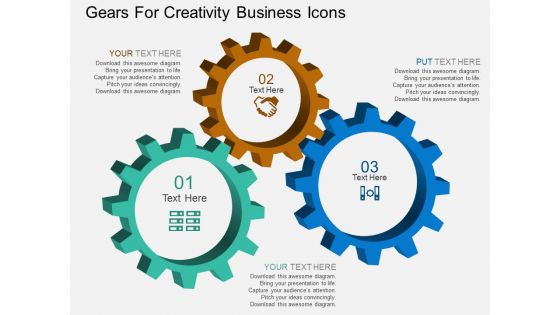 Gears For Creativity Business Icons Powerpoint Template