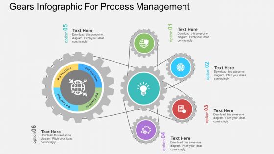 Gears Infographic For Process Management Powerpoint Templates