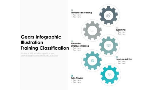 Gears Infographic Illustration Training Classification Ppt PowerPoint Presentation Show Deck PDF