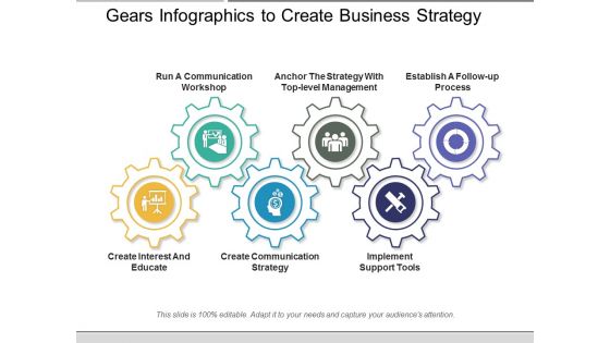 Gears Infographics To Create Business Strategy Ppt PowerPoint Presentation Pictures Icon