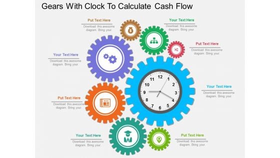 Gears With Clock To Calculate Cash Flow Powerpoint Template
