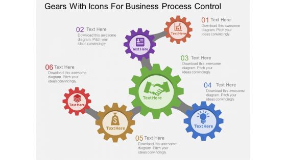 Gears With Icons For Business Process Control Powerpoint Template