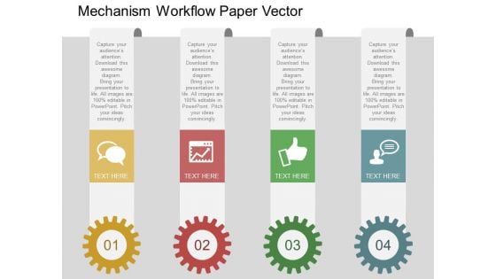 Gears With Tags For Workflow Mechanism Powerpoint Template