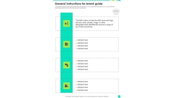 General Instructions For Brand Guide One Pager Sample Example Document