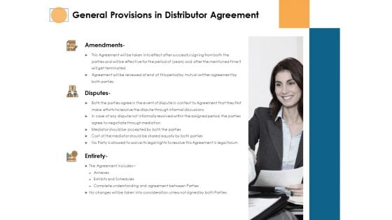 General Provisions In Distributor Agreement Disputes Ppt PowerPoint Presentation Model Background Images