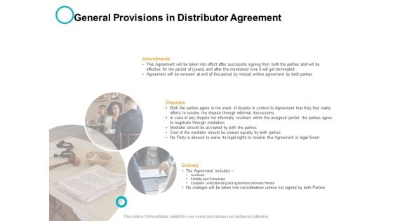 General Provisions In Distributor Agreement Ppt PowerPoint Presentation Professional Summary