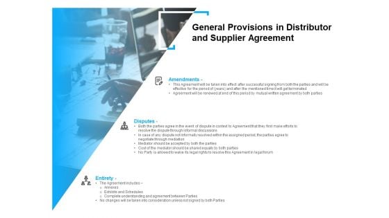 General Provisions In Distributor And Supplier Agreement Ppt PowerPoint Presentation Ideas Slides