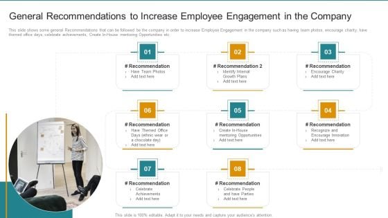 General Recommendations To Increase Employee Engagement In The Company Themes PDF