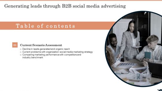 Generating Leads Through B2B Social Media Advertising Table Of Contents Topics PDF