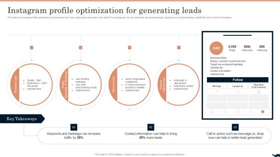 Generating Leads Through Instagram Profile Optimization For Generating Leads Inspiration PDF