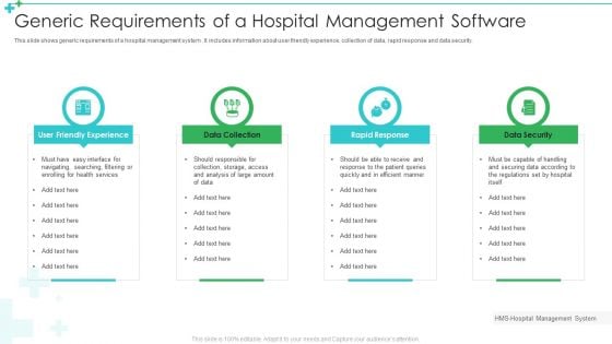 Generic Requirements Of A Hospital Management Software Ppt File Show PDF