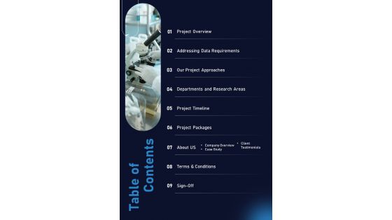 Genes Science Project Proposal Table Of Contents One Pager Sample Example Document