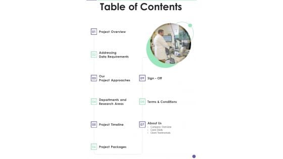 Genetic Science Research Proposal Table Of Contents One Pager Sample Example Document