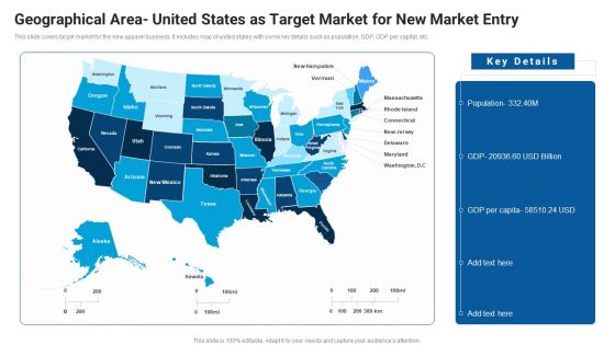 Geographical Area United States As Target Market For New Market Entry Market Entry Approach For Apparel Sector Ideas PDF