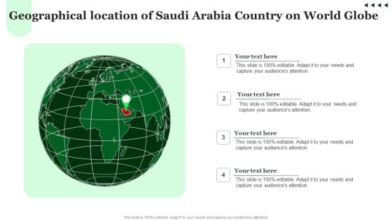 Geographical Location Of Saudi Arabia Country On World Globe Elements PDF