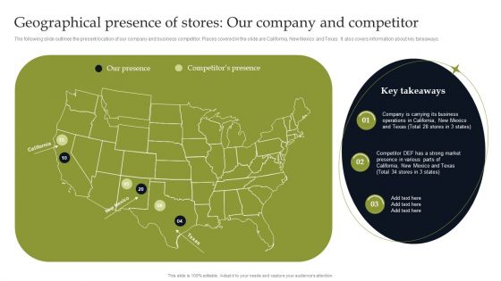 Geographical Presence Of Stores Our Company And Competitor Slides PDF