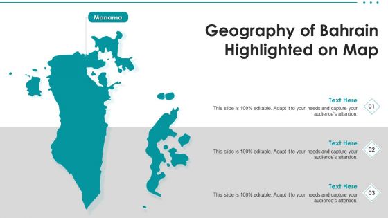 Geography Of Bahrain Highlighted On Map Professional PDF