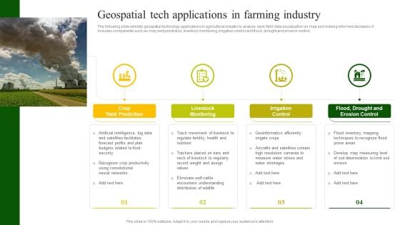 Geospatial Tech Applications In Farming Industry Guidelines PDF