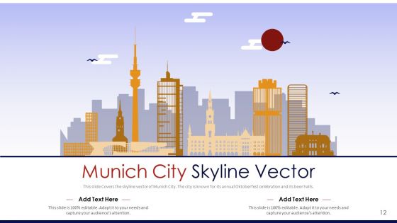 Germany Outlines Flags Mileposts Memorials City And Skyscraper Deck PowerPoint Template