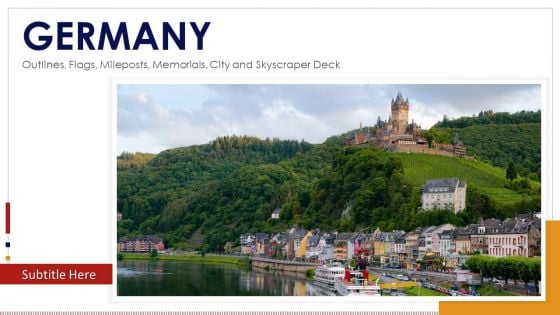 Germany Outlines Flags Mileposts Memorials City And Skyscraper Deck PowerPoint Template