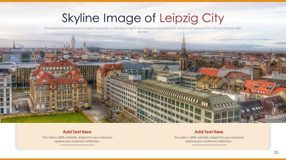 Germany Outlines Flags Mileposts Memorials City And Skyscraper Deck PowerPoint Template