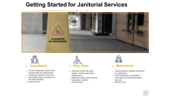 Getting Started For Janitorial Services Ppt PowerPoint Presentation Professional Guide